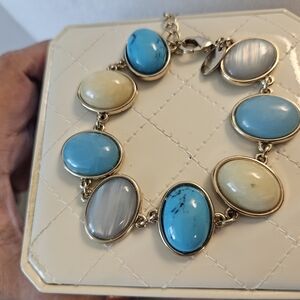 Elegant Gold and Blue Bracelet